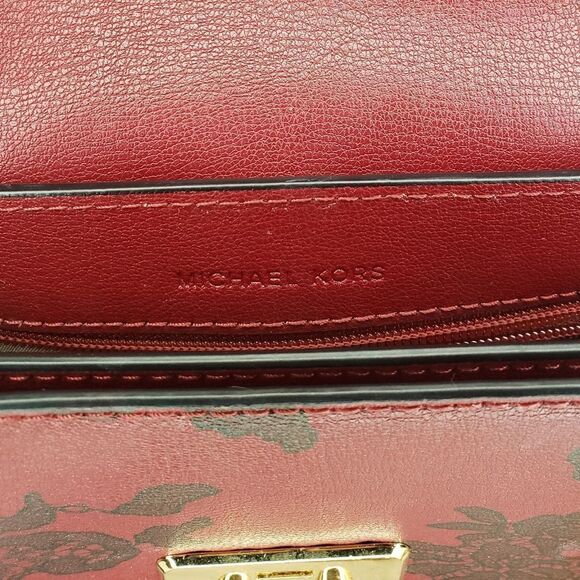 MK Burgundy Leather Lace Purse - Picture 6 of 12